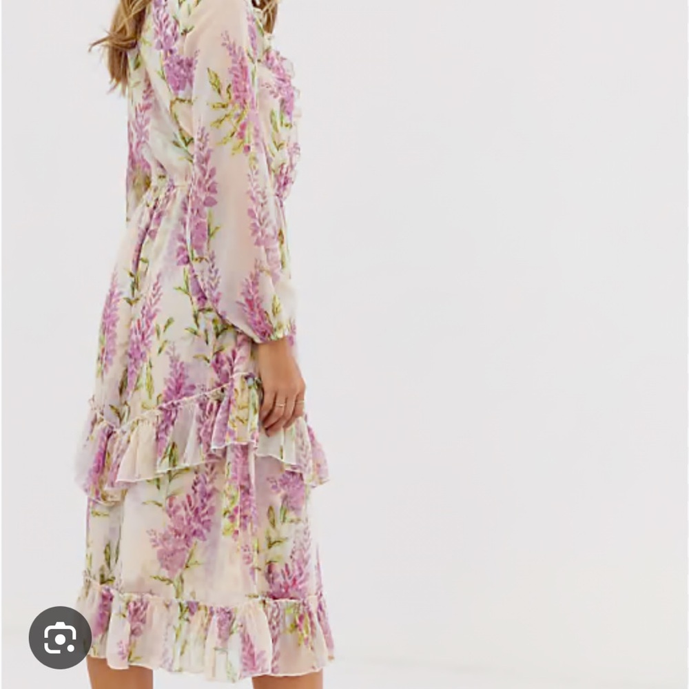 River Island Pink and Purple Ruffled Tiered Midi Dress - Picture 2 of 6